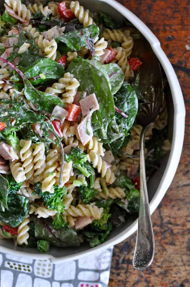 Ham and broccoli pasta salad made with smoky ham and fresh broccoli makes a healthy and hearty pasta salad recipe all tossed in a creamy yogurt dressing.