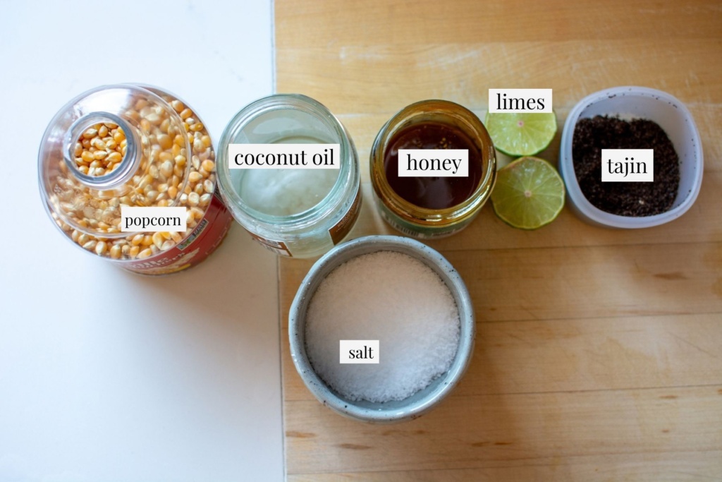 all the ingredients you need to make chili lime popcorn