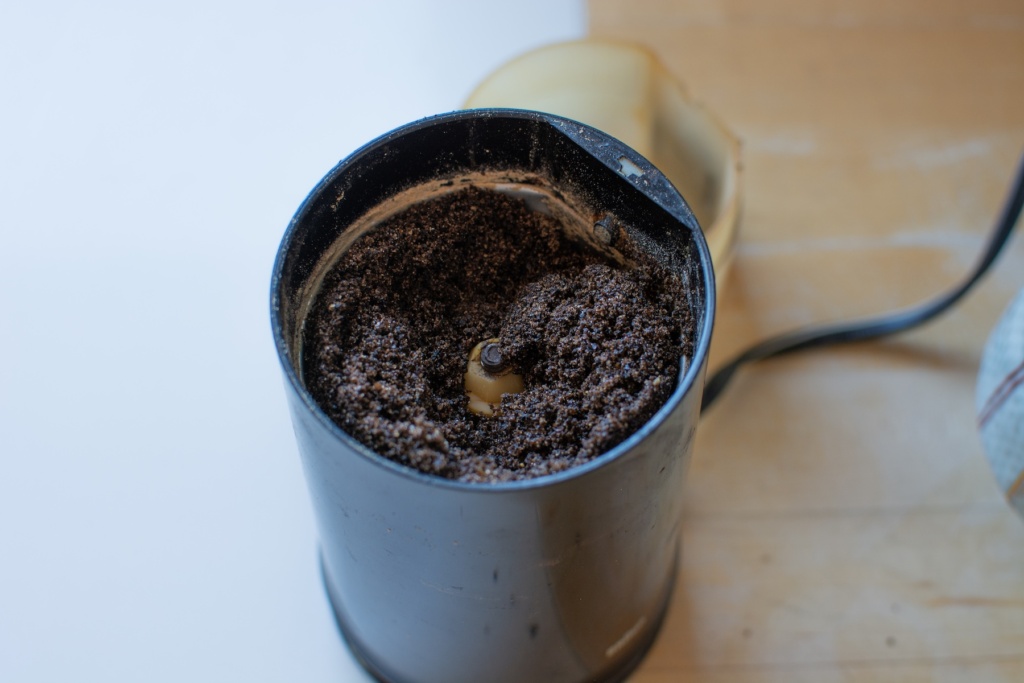 chili lime spice mix in a coffee grinder