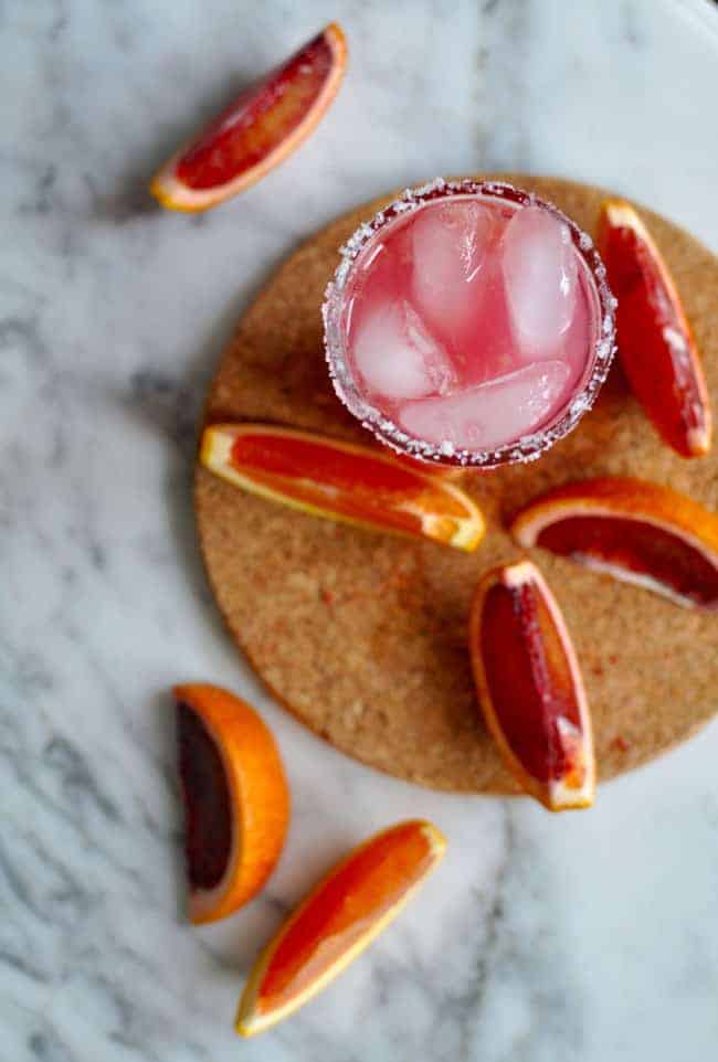 This blood orange salty dog recipe is the perfect pick-me-up cocktail for winter. Fresh blood orange and pink grapefruit juices and vodka; simple and easy!