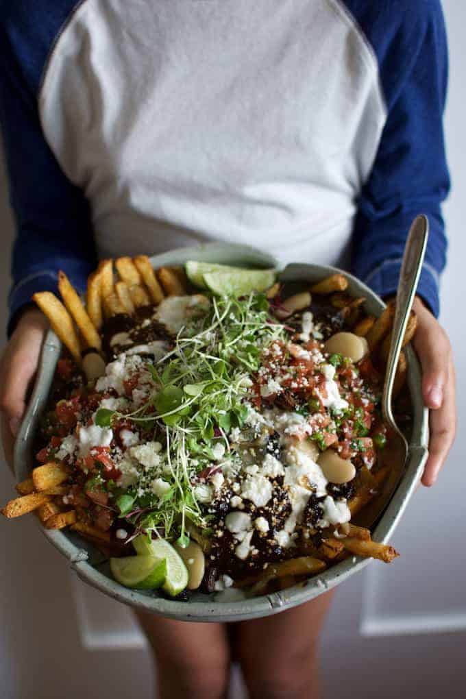 Loaded Black Mole Braised Beef Fries Recipe from @holajalapeno