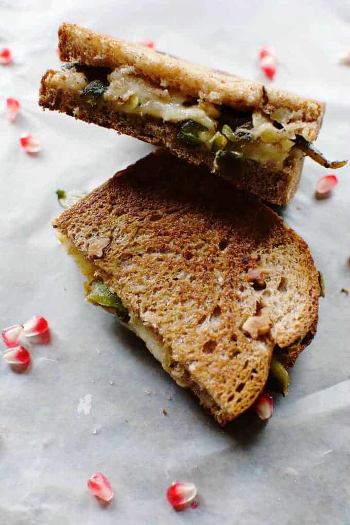 This Chiles en Nogada Grilled Cheese recipe takes a complex dish of stuffed peppers and simplifies it into an easy, delicious grilled cheese sandwich.