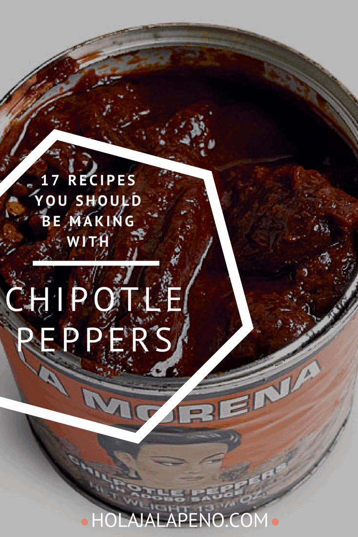 Can of open chipotle peppers in adobo sauce.