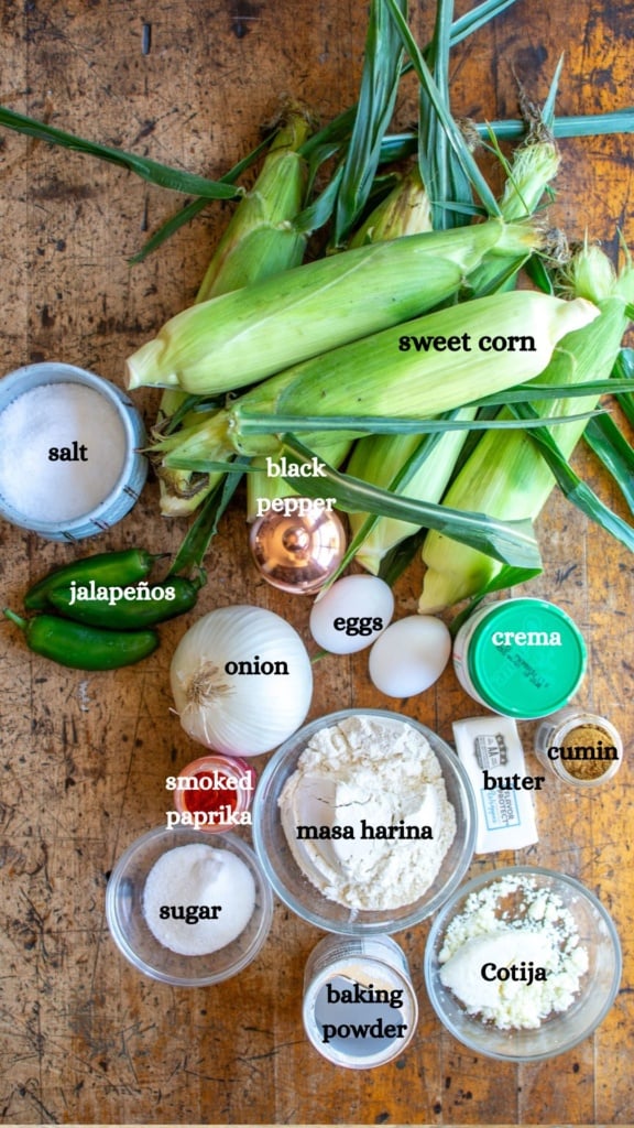 All the ingredients you need to make Mexican corn casserole