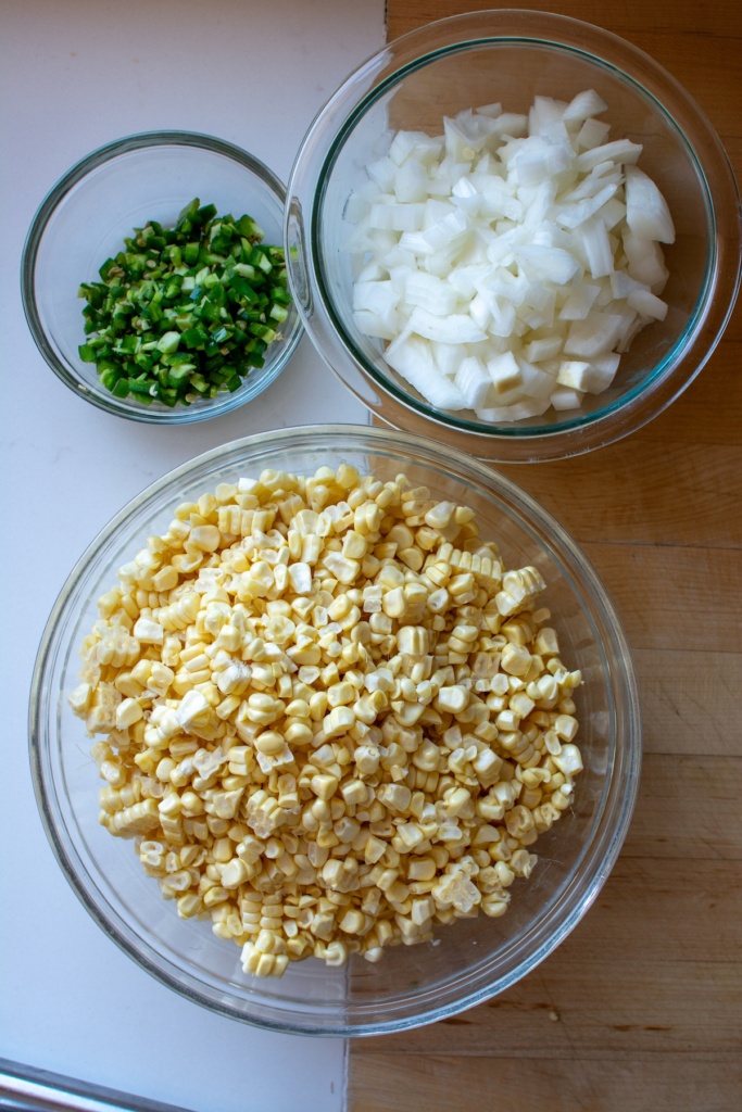 All the veggies prepped for the corn casserole