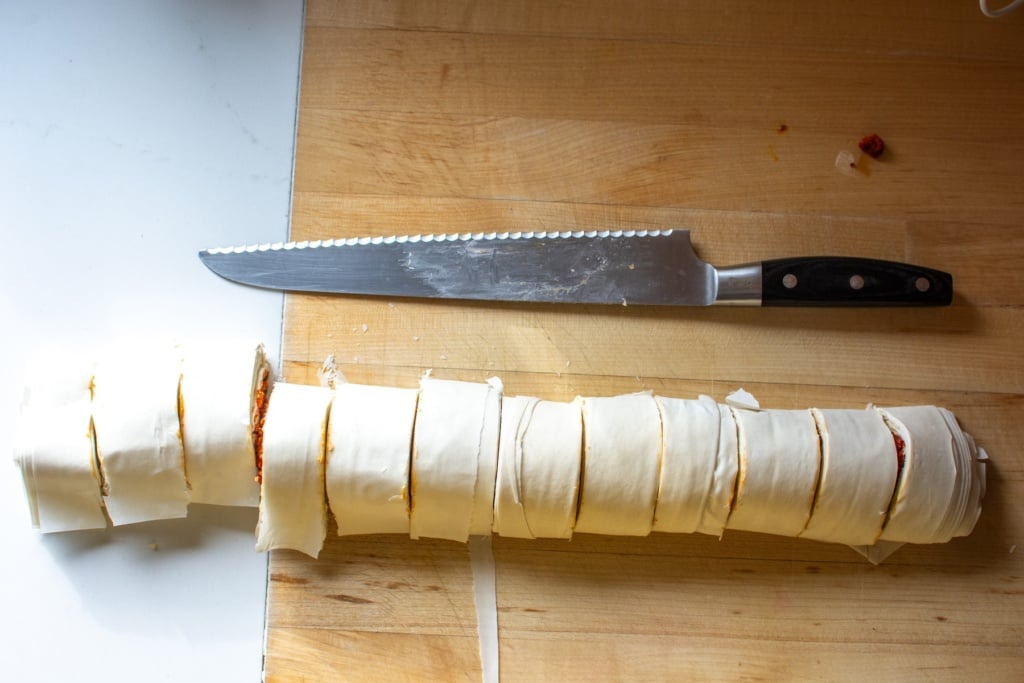 The roll after being sliced