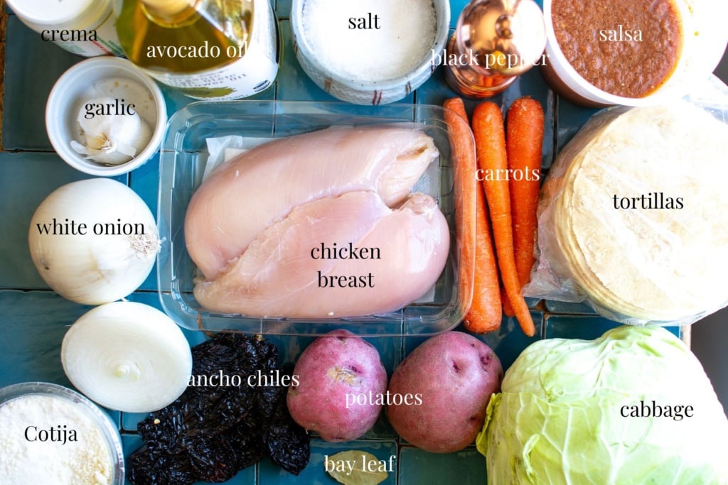 all the ingredients to make tacos al vapor