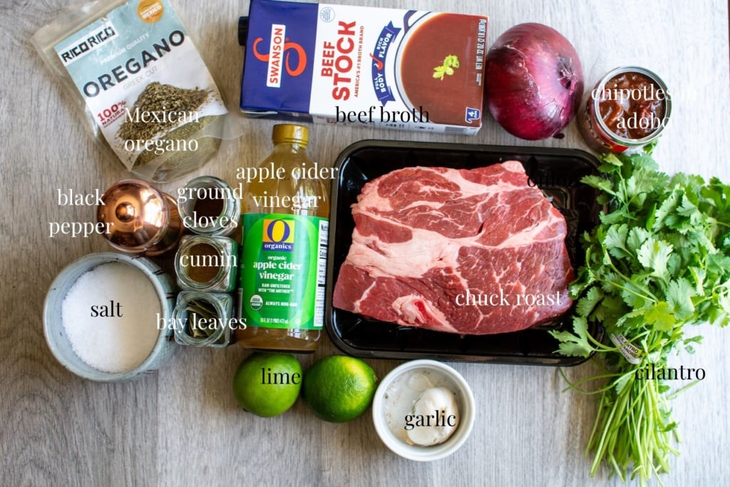 all the ingredients to make barbacoa