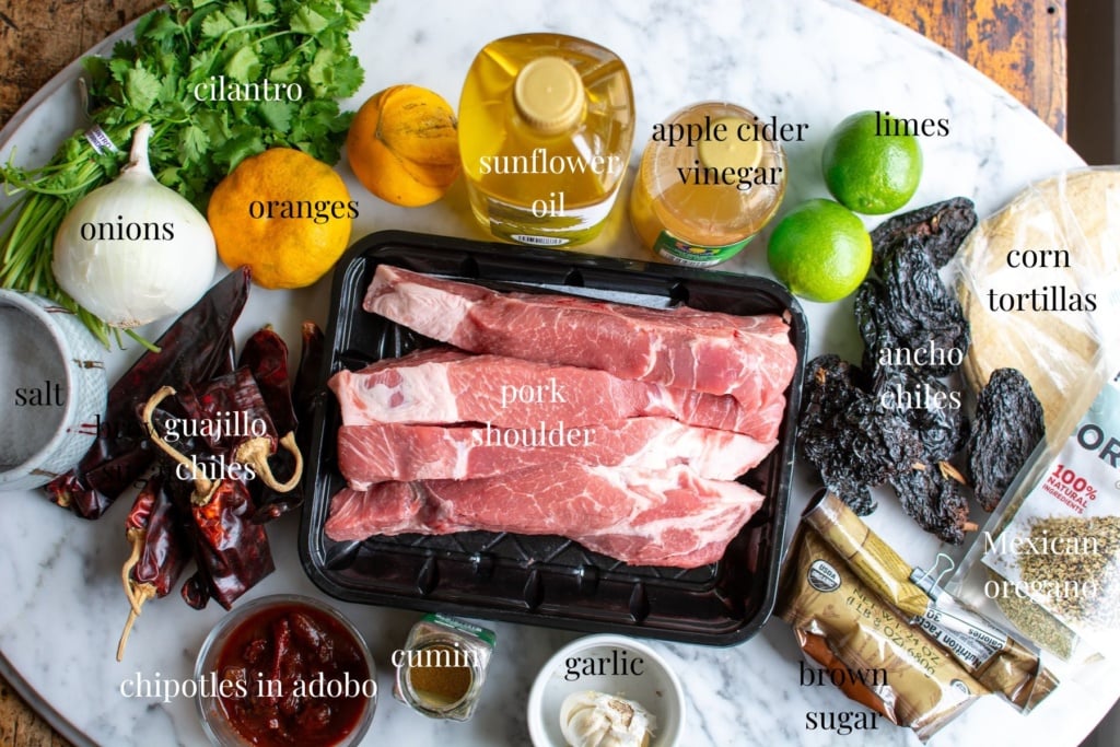 All the ingredients you need to make pork adobada tacos