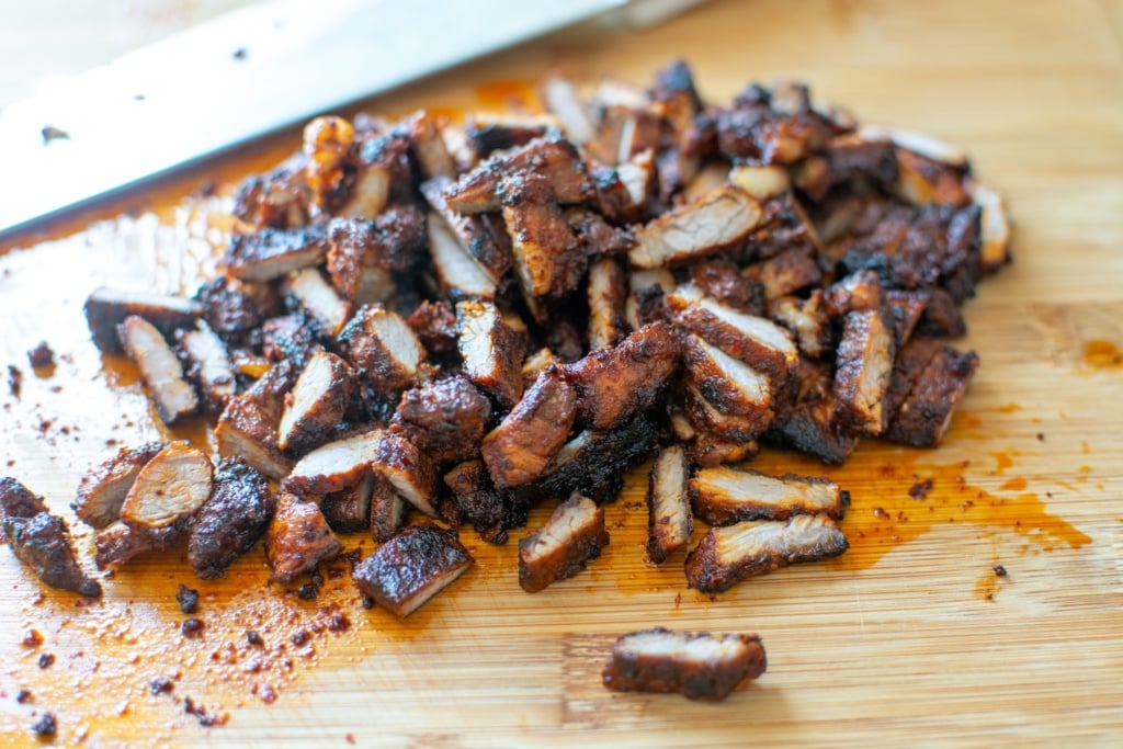 meat chopped on a cutting board