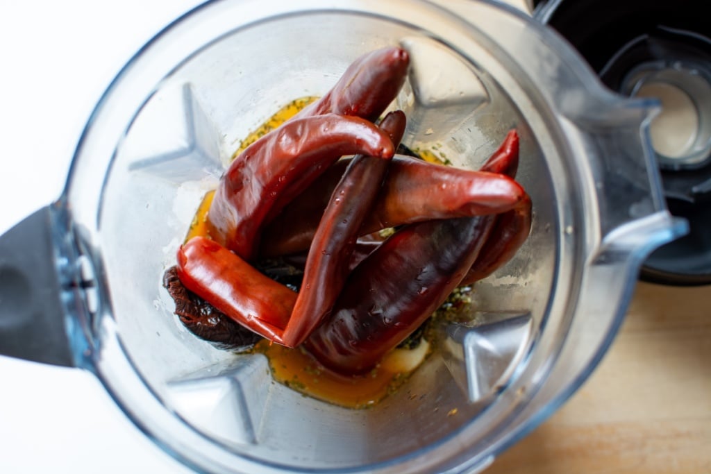 All the chiles in a blender