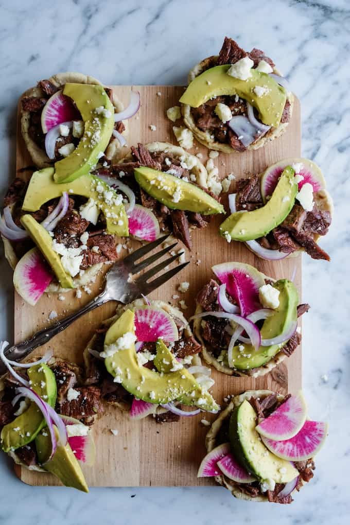 several sopes on a cutting board