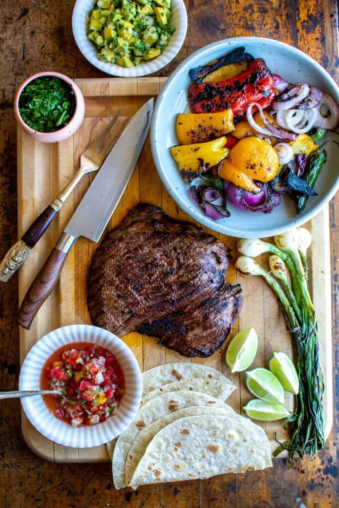 a fajita steak on a cutting board