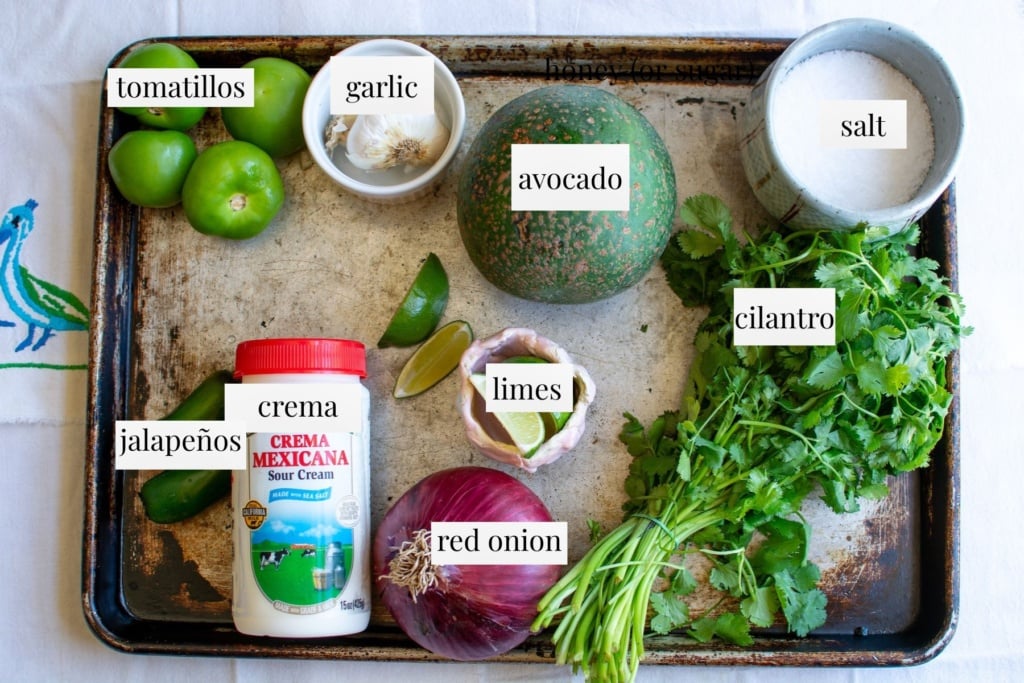 all the ingredients needed to make salsa de aguacate
