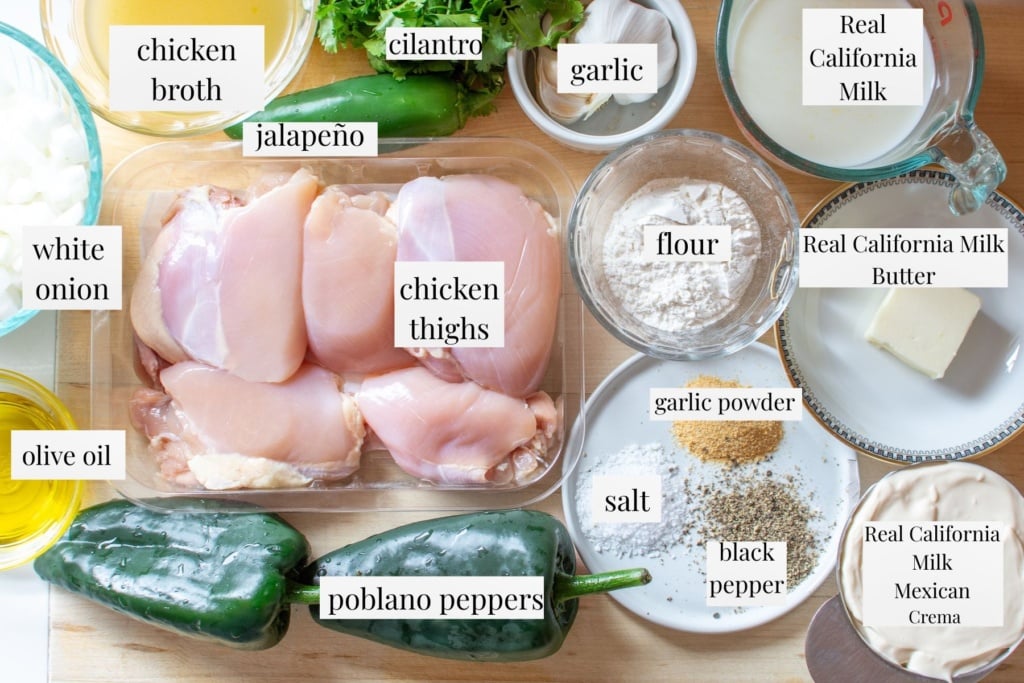 all the ingredients that go in a mexican pollo crema