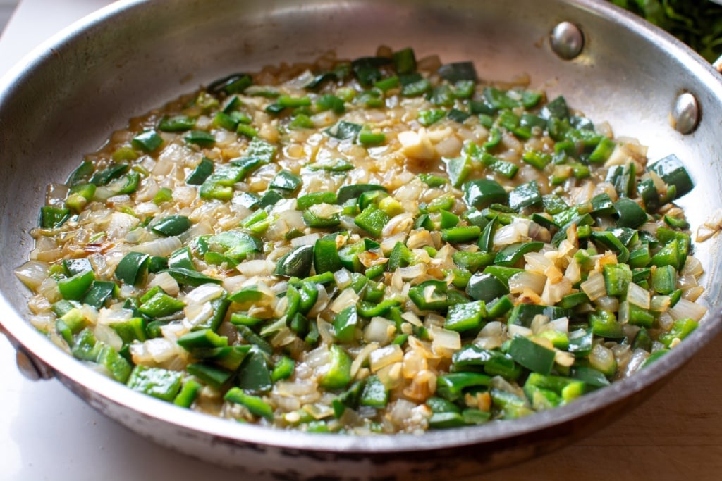 cooked vegetables in a pan