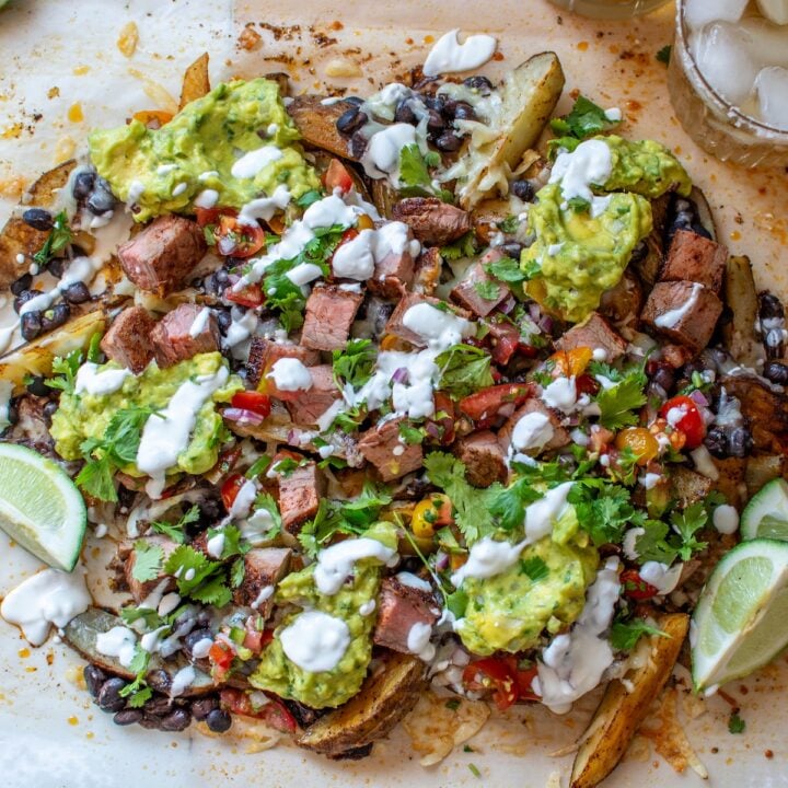 carne asada fries with all the toppings