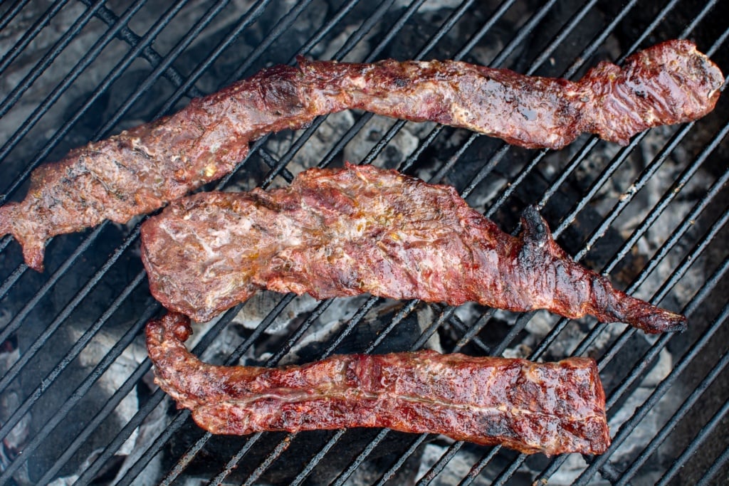 skirt steak on a grill