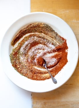 carne asada spice rub on a white plate