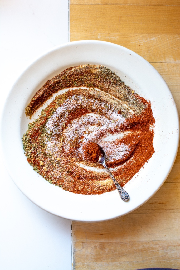 carne asada spice rub on a white plate