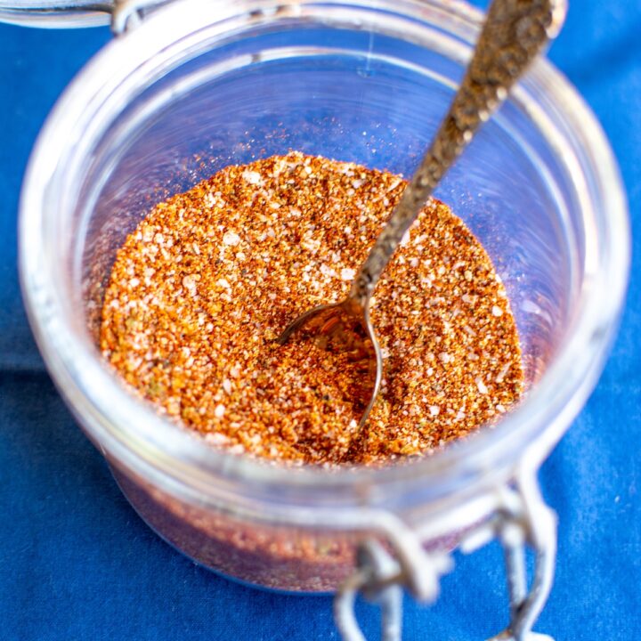 carne asada rub in a glass jar