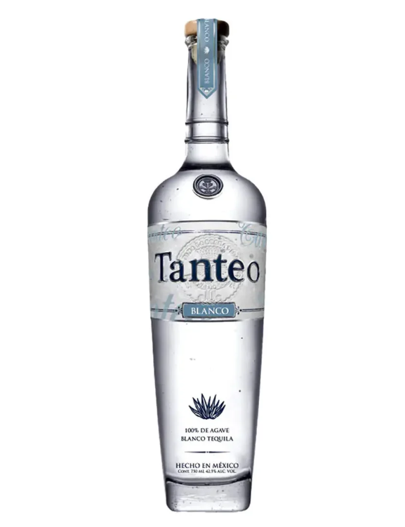 Bottle of Tanteo Blanco tequila