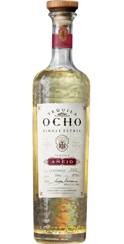 Bottle of Tequila Ocho Añejo tequila
