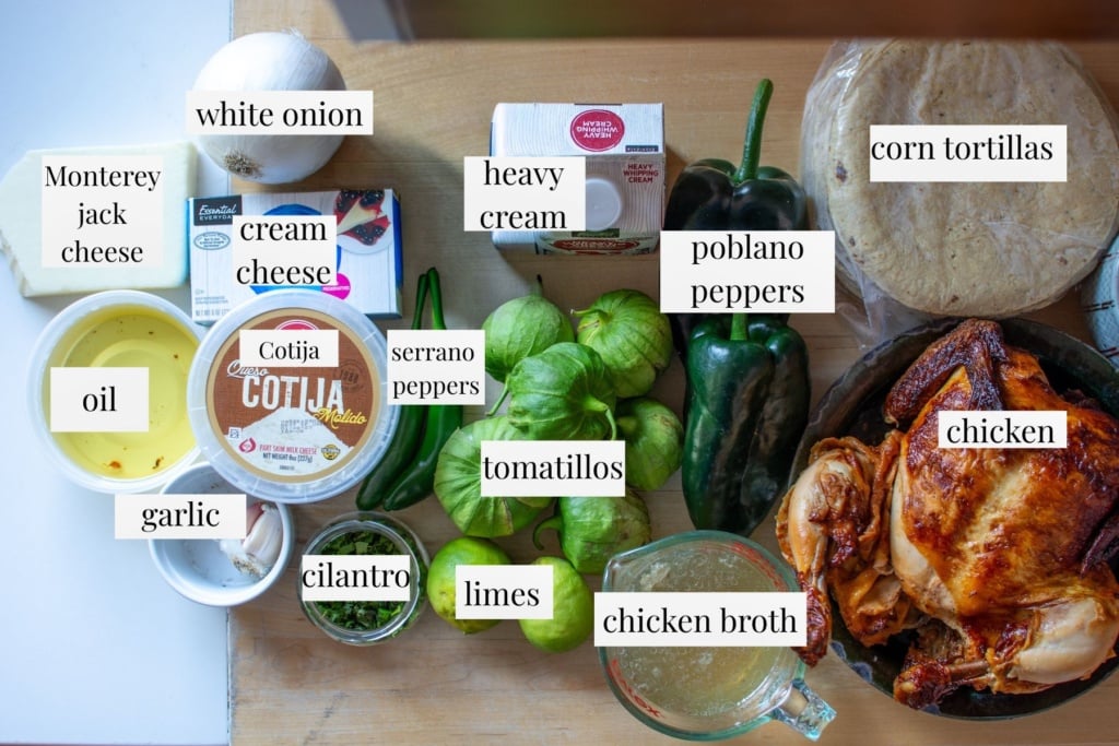 all the ingredients to make chicken enchiladas