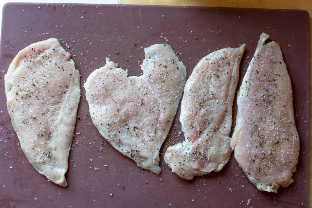 chicken breasts seasoned with salt and pepper