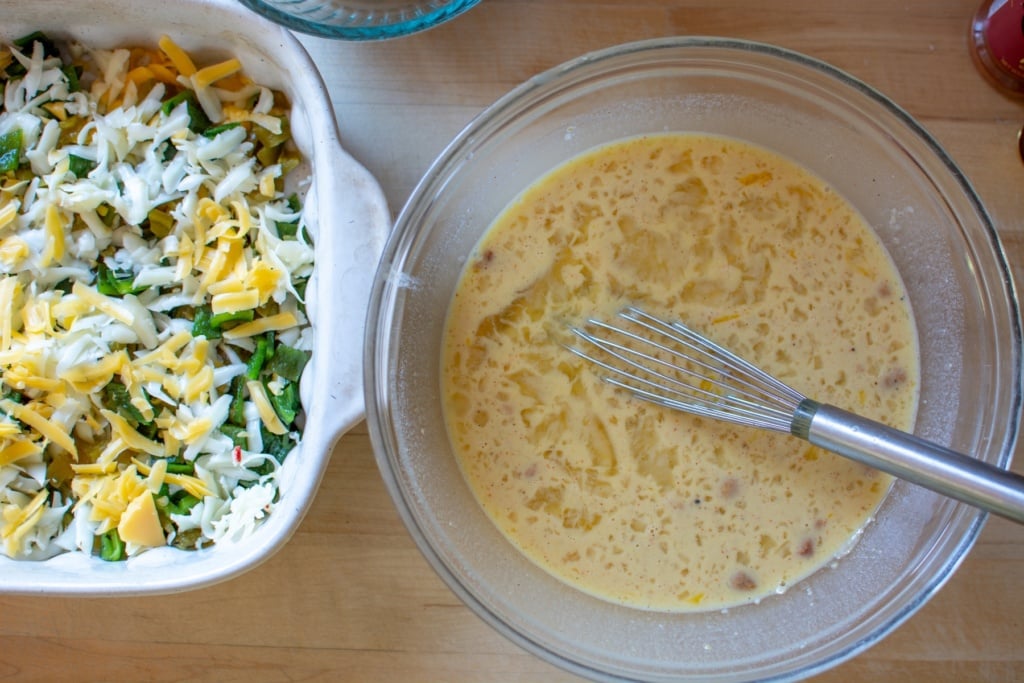 egg mixture in a glass bowl