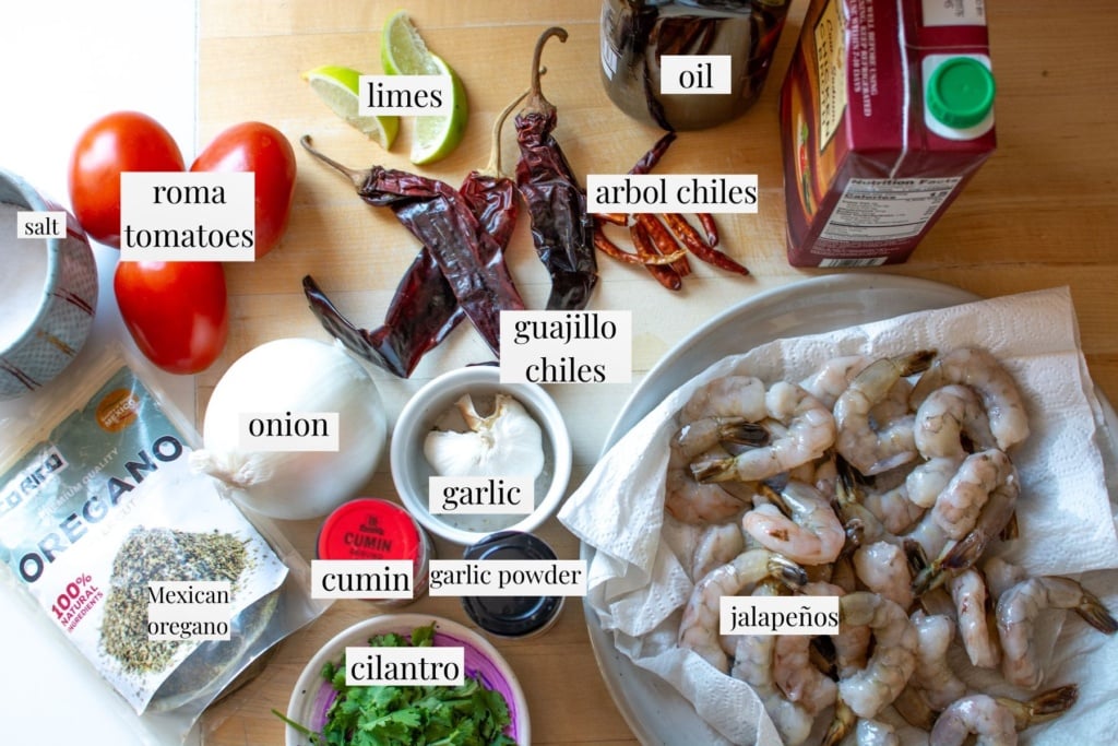 all the ingredients to make the shrimp diablo recipe