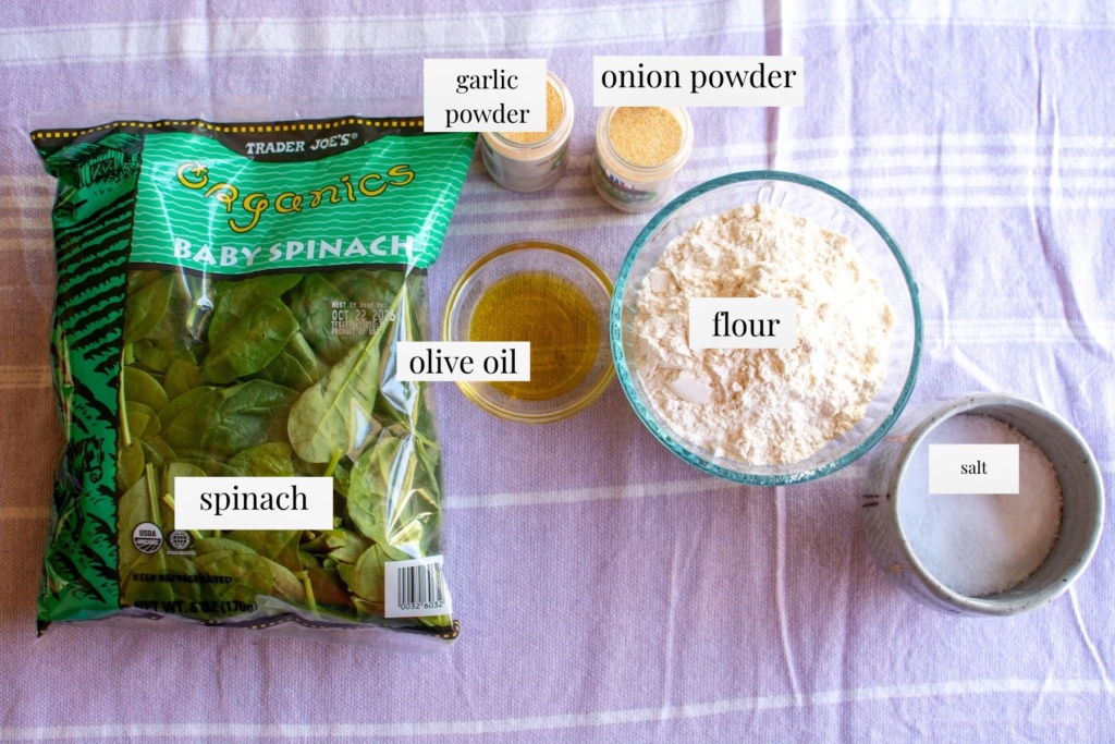 all the ingredients to make spinach tortillas