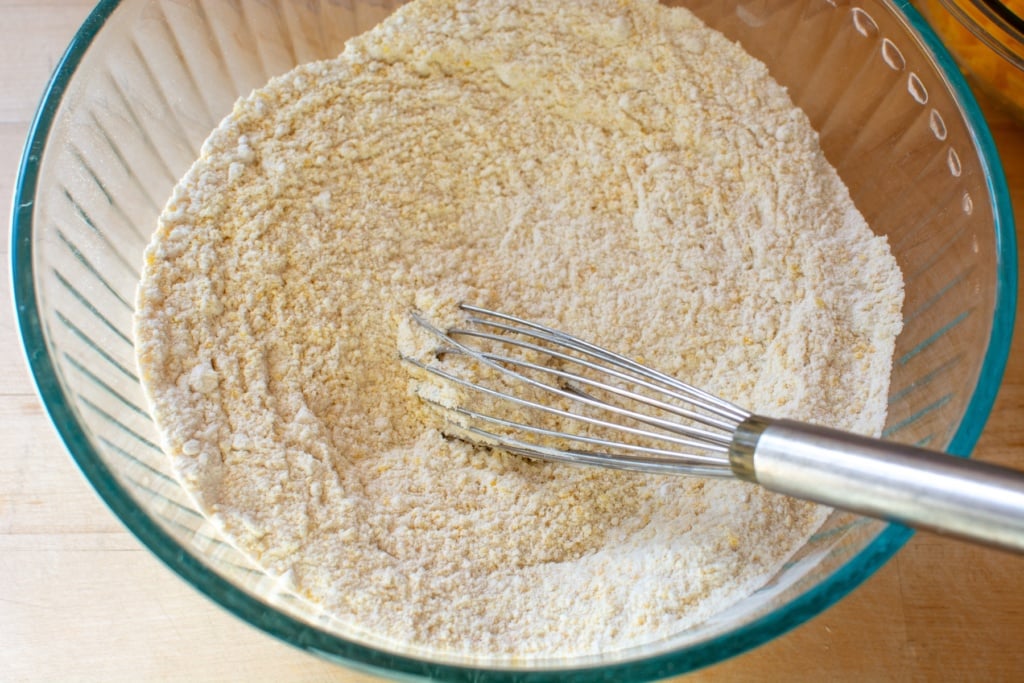 dry ingredients in a bowl for cornbread
