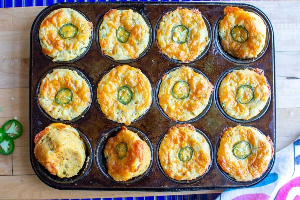 cornbread muffins in a muffin tin